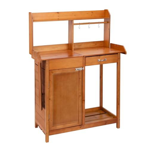 OOOK Potting Bench, Nordic Scots Pine Potting Table with Storage