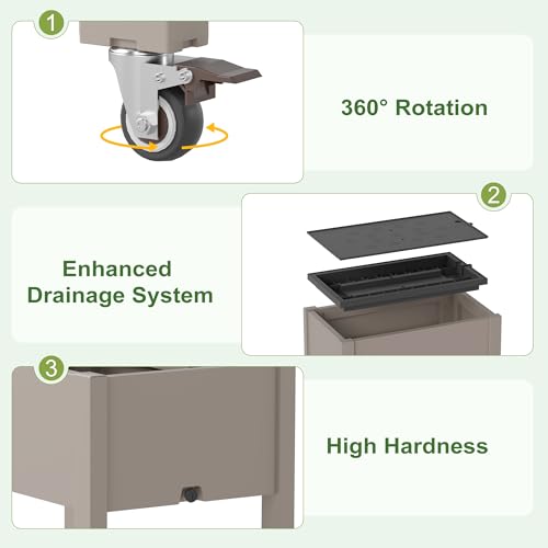 Fancyango Raised Garden Bed with Wheels 26.3" Hx2 -Gray - color: Gray, size: 26.3"Hx2