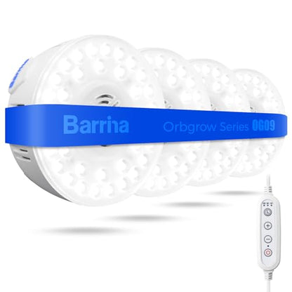 Barrina OG09 Puck Grow Light, 36W(4 x 9W), 5000K, Timer, 4 Packs, White - color: 5000K-White Cover, size: 4 Packs with Timer