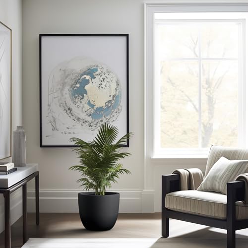 Kante Accent Round Bowl Black Concrete Planter 14" Dia, Outdoor - color: Black, size: 14"d