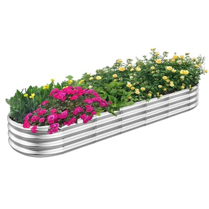 RAYKEEP 8x2x1ft Galvanized Raised Garden Beds, Pack of 01 - Silver - color: 1pcs, size: 8x2x1ft