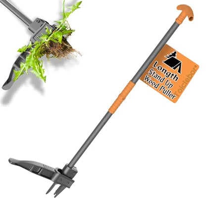 Stand Up Weed Puller with Long Ergonomic Handle, Black