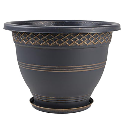Usocik 10 Inch Plant Pots, 4 Pack, Gold Plaid - color: Gold