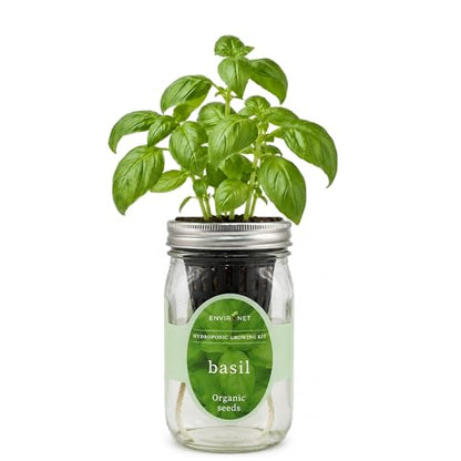 Hydroponic Growing Kit, Self-Watering Mason Jar Herb Garden Starter Kit Indoor, Windowsill Herb Garden, Grow Your Own Herbs from Organic Seeds (Basil) - color: Basil
