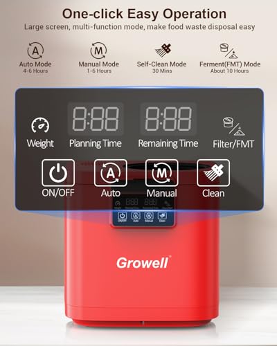 Growell Electric Composter for Kitchen, 4L Odorless Countertop Compost Bin - color: Red