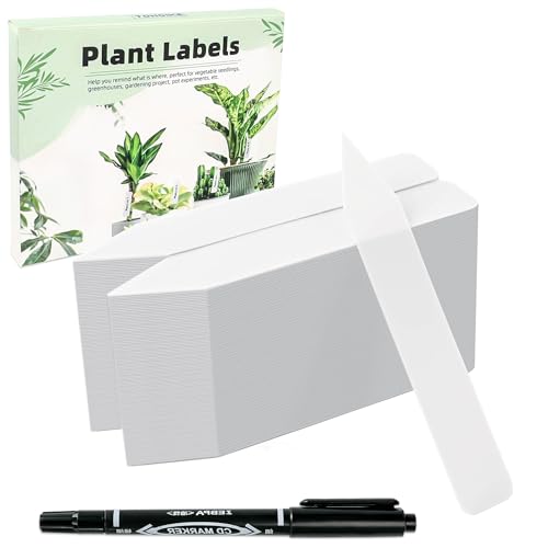 Plant Labels 4" 200Pcs Plastic Name Tags for Seedlings (White) - color: White200