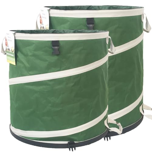 24 Gallon and 32 Gallon Collapsible Trash Can Solid Bottom for Yard Waste Bag,Garden Debris Bag,Pop-Up Trash Can,Recycling Bin,RV Camping Waste Bin,Laundry Hamper,Lawn Grass,Weeds Bags,Yard Leaf Bags - color: 24 Gal+32 Gal Green