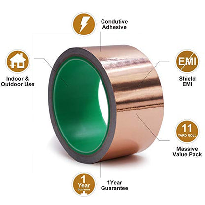 LOVIMAG Copper Tape (2inch X 66 FT) HVAC Foil Anti Tarnish Strips - size: 2inchx66ft