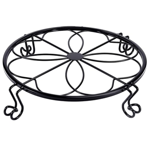 1/2/4 Pack 10/12 Inch Heavy Duty Iron Plant Stands - Rustproof Metal Flower Pot Holder for Indoor Outdoor Use, Round Wrought Iron Planter Stand for Corner Gardening, Patio, Balcony Decor- Black (12IN1PCS) - size: 12 inch - 1 pack