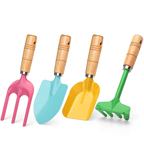 Beach Toy Scoop Sand Spade, Kids Small Garden Tool Set Toy, Rake, Spade, Hoe and Leaf Rake, Beach Shovels Spade Toy, Stainless Steel Sturdy Sandbox Kit Essential Beach Gear Accessories, 4 Pack - style: Marcanon