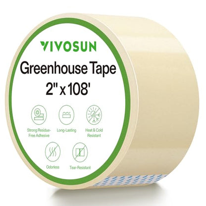 VIVOSUN Greenhouse Repair Tape, 6.3 mil 2" x 108' Heavy Duty Plastic Tape - size: 2”x108’