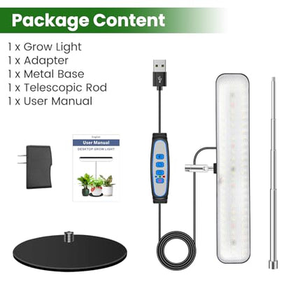 Aumtrly LED Grow Light Black, Full Spectrum Table Plant Light with Base - size: 1 Pack/black