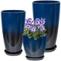 Neoaider Set of 3 Tall Planter, 24/21/12in Large Plastic Planter, Dark Blue - color: Dark Blue