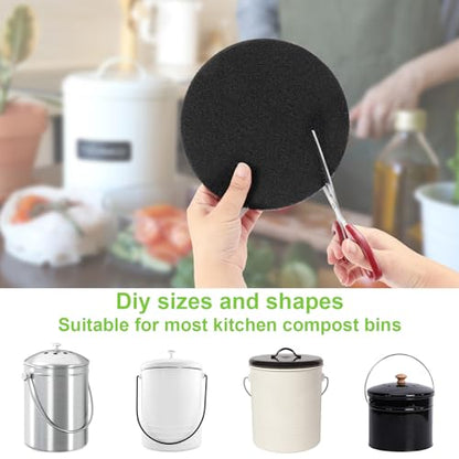 6.7" Charcoal Filters for Kitchen Compost Bins, 0.4" Thickness, 6 Pack