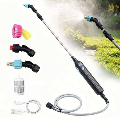 Battery Powered Sprayer Wand Rechargeable, 3 Nozzles for Tank & Garden Watering