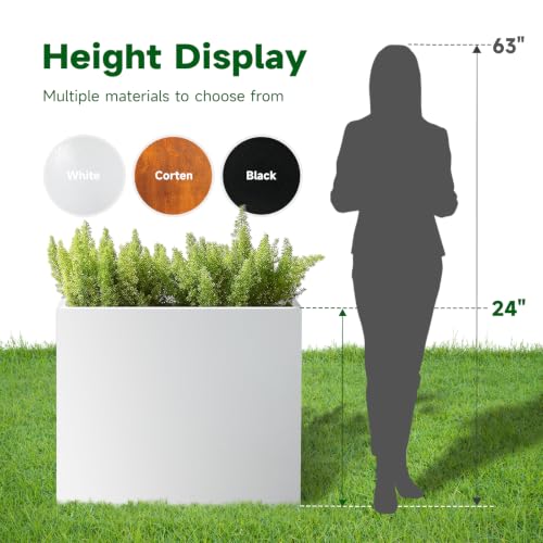 Metal Heavy Planter 32" L x 15" W x 24" H White Metal Rectangular Planter - color: White, size: 32*15*24
