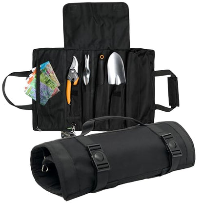 OGRE Roll-Up Garden Tool Bag Only, Heavy-Duty Organizer with 6 Pockets - color: Black