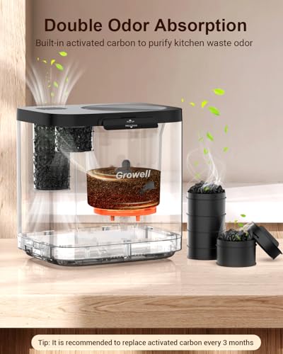 Growell Electric Composter for Kitchen, 4L Odorless Countertop Compost Bin - color: Black