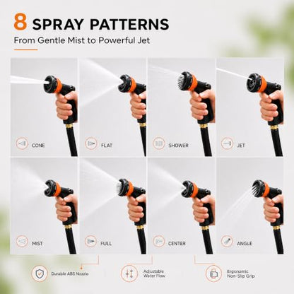 Garden Hose Nozzle,8 Spray Patterns,Trigger Lock,Flow Control