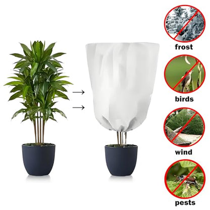 5-Pack Plant Cover Drawstring Tree Cover, Winter Freeze Plant Protection, Tree Jacket Frost Blanket for Outdoor Plants, 31.5" x 39.4" - size: 31"×40"