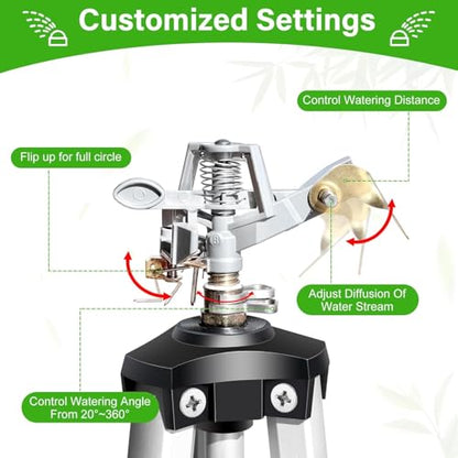 Heavy Duty Impact Sprinkler on Tripod Base,2 Pack 36 Inch Tripod Sprinkler - size: 36in-2pack