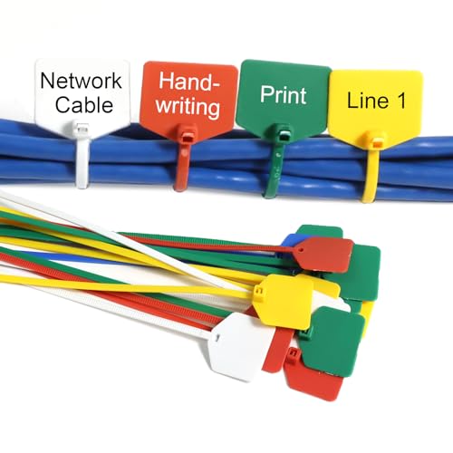 8 in Marker Nylon Cable Ties, Plastic Water Proof Tags, Self-Locking Written-on Cable Marker, Security Seals Label for Cabling, Wire Marking Label, Shipping Hanging Tags - Blue/ 100pcs - color: Blue, size: Large
