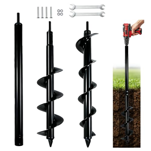 Planting Auger Drill Bit with Extension, 3/8" Hex Drive Garden Hole Digger