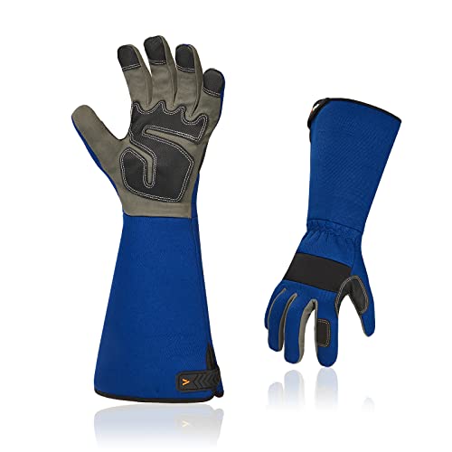 Vgo... Safety Work Gloves Men,Gardening,Long Sleeves Gauntlet,Puncture Proof,Touchscreen(1 Pair,Size M,Blue,AL6608-ML) - color: 1 Pair - Blue, size: Men's Medium