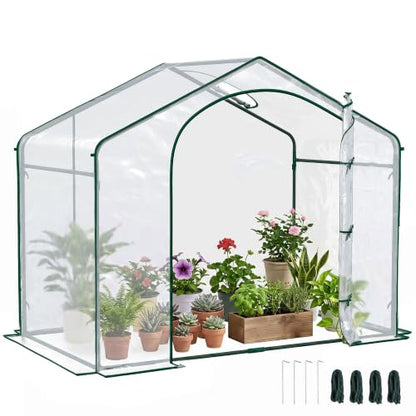 Outsunny 6' x 3' x 5' Portable Walk-in Greenhouse with Plastic Cover Clear - style: Modern
