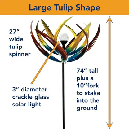 Bits and Pieces Tulip Wind Spinners Metal Yard Decor Windspinner