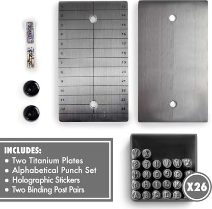 ColdTi - Titanium Bitcoin Seed Plates for Ultra-Secure Crypto Seed Phrase Storage (2 Plates, Punch Set & Seals) - Premium Seed Phrase Metal - Alphabetic Punch Set Included - size: Alphabetic Punch Set