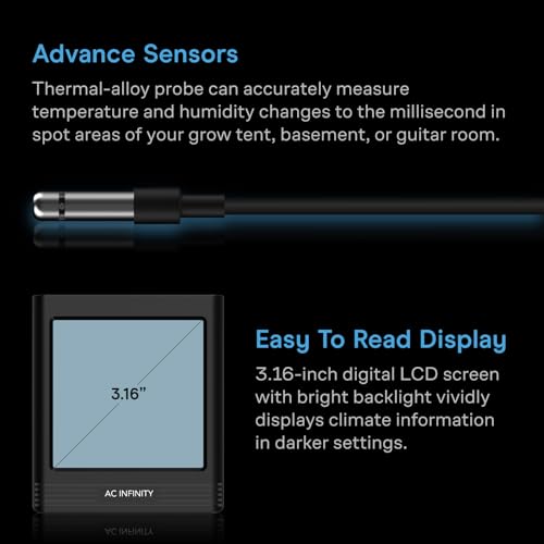 AC Infinity Temperature Humidity VPD Smart Hygrometer B1 w/ Bluetooth App - style: Ranged Sensor