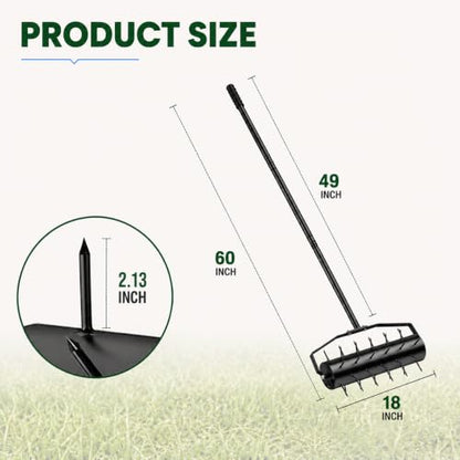 Manual Roller Lawn Aerator with Pre-Attached Spikes, Easy-to-Assemble