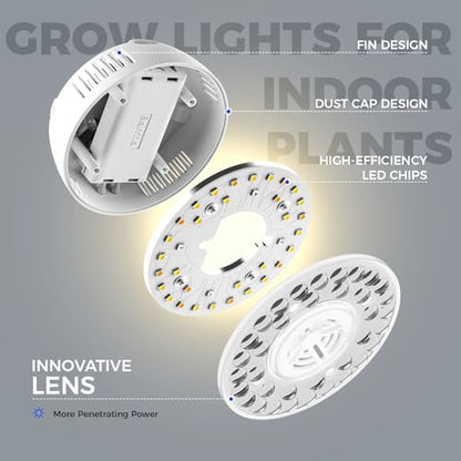 Barrina OG09 Puck Grow Light, 18W(2 x 9W), 660nm Red LEDs, Timer, 2 Packs - color: GrowForce Spectrum-White Cover, size: 2 Packs with Timer