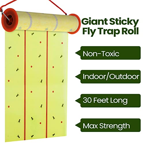 Qualirey 2 Pcs Giant Flypaper Fly Traps, 295ft Sticky Yellow and Green - color: Yellow