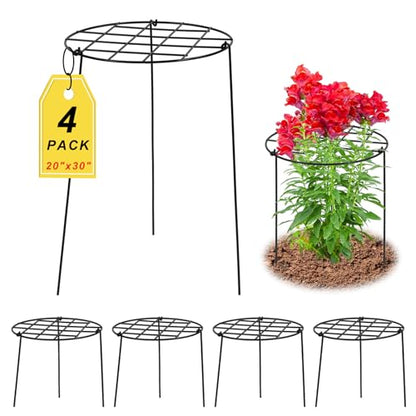 4 Pack Round Peony Cages and Supports, 20 x 30 Inches (D x H) - size: 20 x 30 Inches