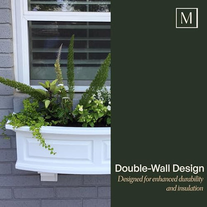 Mayne Nantucket 60in Self-Watering Rectangular Window Box Planter, White - color: White, size: 60in
