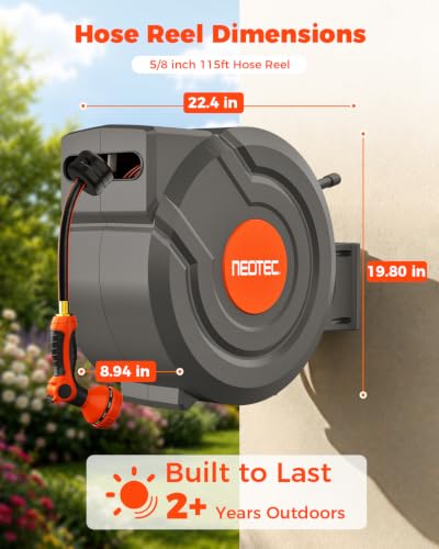 5/8 in 115 ft Retractable Garden Hose Reel with 9-Pattern Sprayer Nozzle