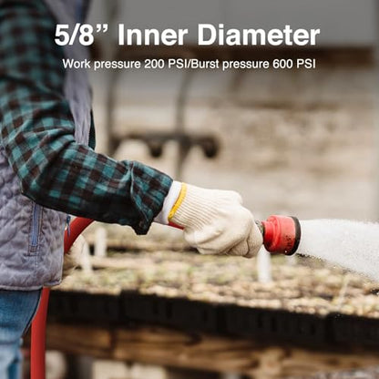 SPECILITE 5/8" x 100FT Hot/Cold Rubber Garden Water Hose, -50℉-190℉, Red - color: 5/8"ID Red, size: 100ft