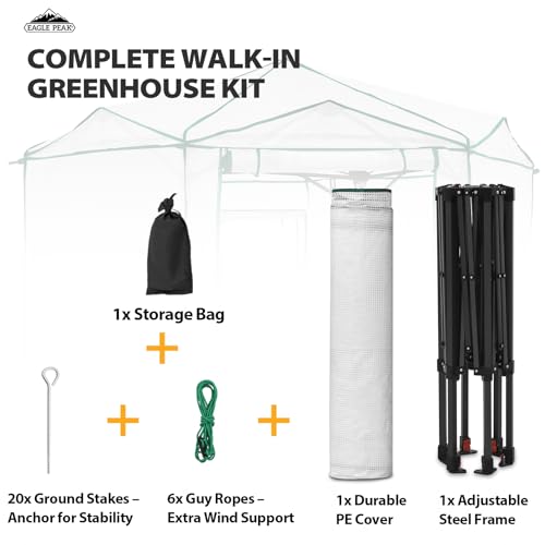 EAGLE PEAK 6.6x6.6 Easy Setup Pop Up Greenhouse, Hexagon, Clear/White - color: Clear/White, size: 6.6x6.6