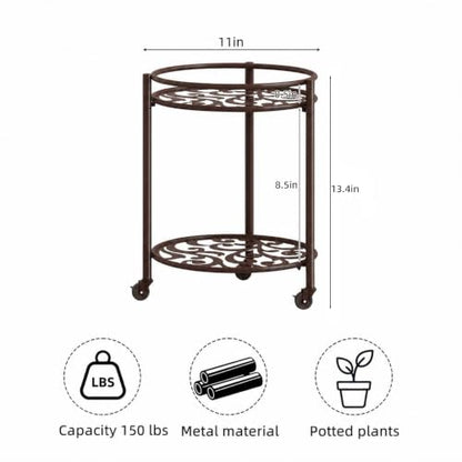 Rolling Plant Stand, 2 Tier Plant Caddy with Wheels 1 Pack Coffee - color: 1 pack coffee