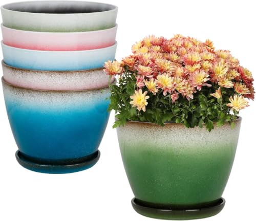 Worth 8 in. Small Plant Pots, Plastic Round 8" Flower Pots Set of 6