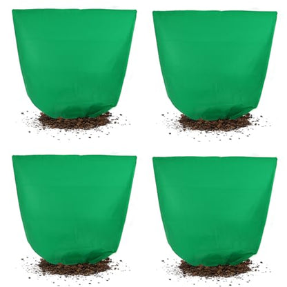4 Pcs 39 x 39 in Winter Plant Covers Freeze Protection with Drawstring - color: Green
