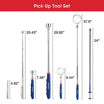WORKPRO 4PC Telescoping Magnetic Pick Up Tool Kit, For Auto Repair