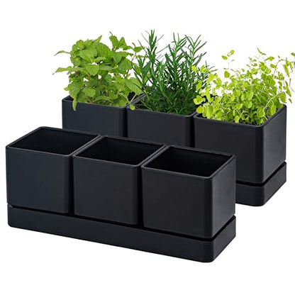 D'vine Dev 2-Pack Plastic Herb Garden Planter Set, Black, 76-V-B-2 - color: Black, size: 24"