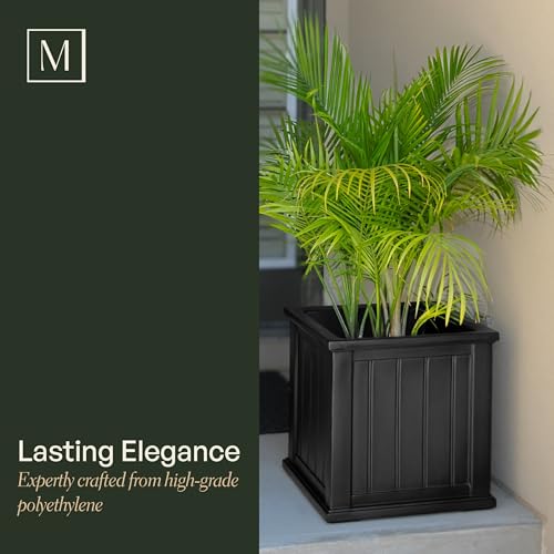 Mayne Cape Cod 16in Self-Watering Square Planter, Black - color: Black, size: 16in