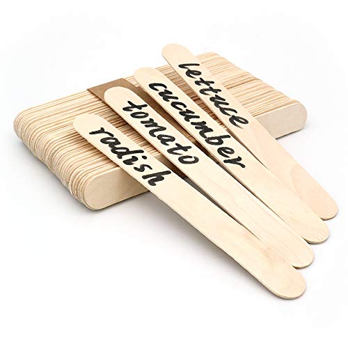 KINGLAKE 6" Wood Garden Plant Labels,150 Pcs Garden Plant Tags,Wood Sticks