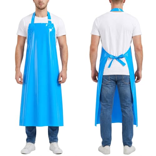 Molaxhome TPU Waterproof Apron Oil-resistant Chef Apron for Unisex Kitchen - color: Blue