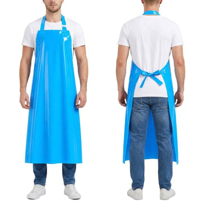 Molaxhome TPU Waterproof Apron Oil-resistant Chef Apron for Unisex Kitchen - color: Blue