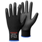 KAYGO Ultra Thin PU Coated Work Gloves, Nylon Knit, KG15P, 12 Pairs - color: Black, size: Medium